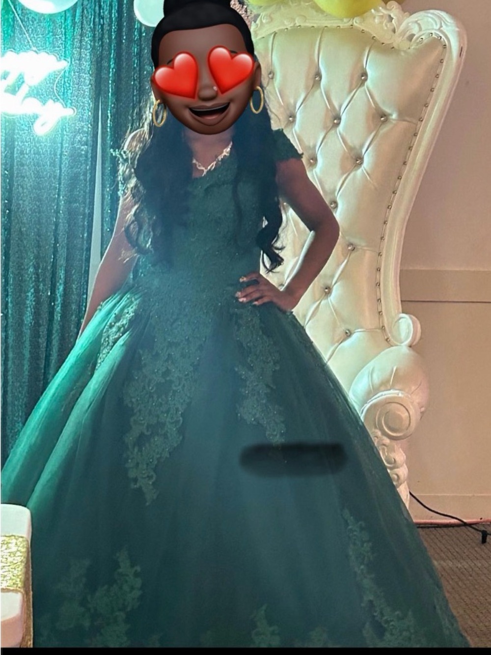 Teenage Green Lace Tulle Ball Gown Sweet Sixteen